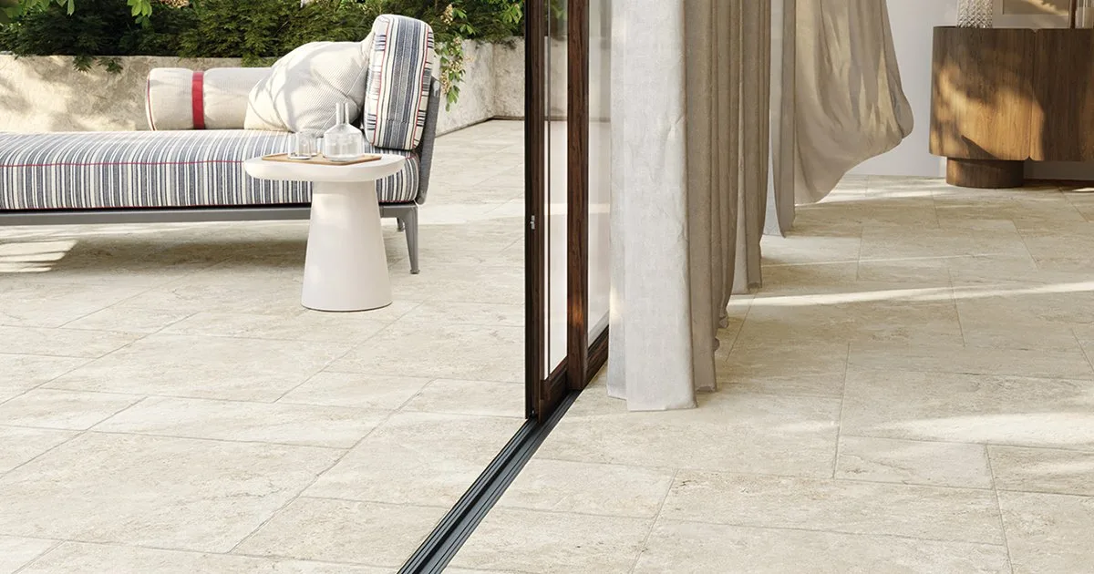 Chianca Avorio porcelain tile in cream color, available in sizes 12x12, 12x24, 24x24, and 24x48