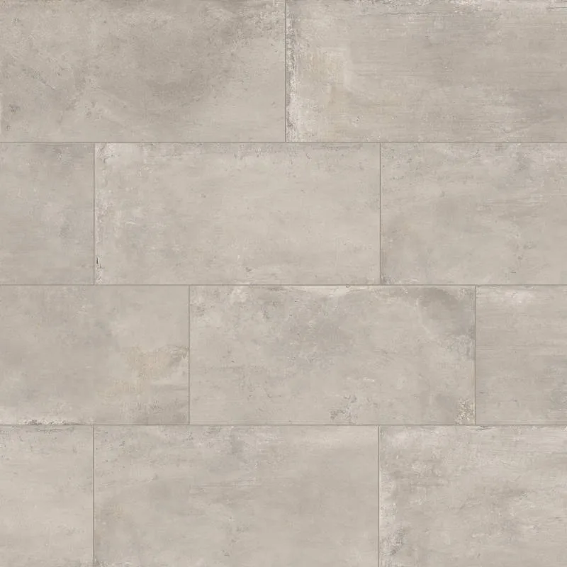 Greige porcelain tile from Bedrosians, matte finish, 3x24, 12x24, 24x48 sizes, versatile for floors and walls