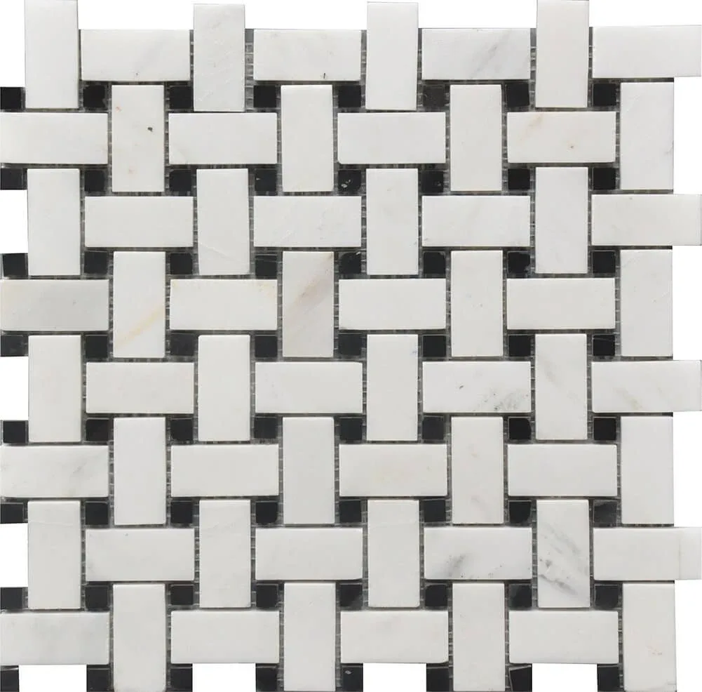 Basket Weave Marble Black & White