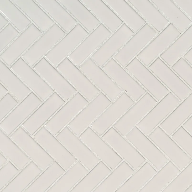 White Glossy Herringbone Mosaic