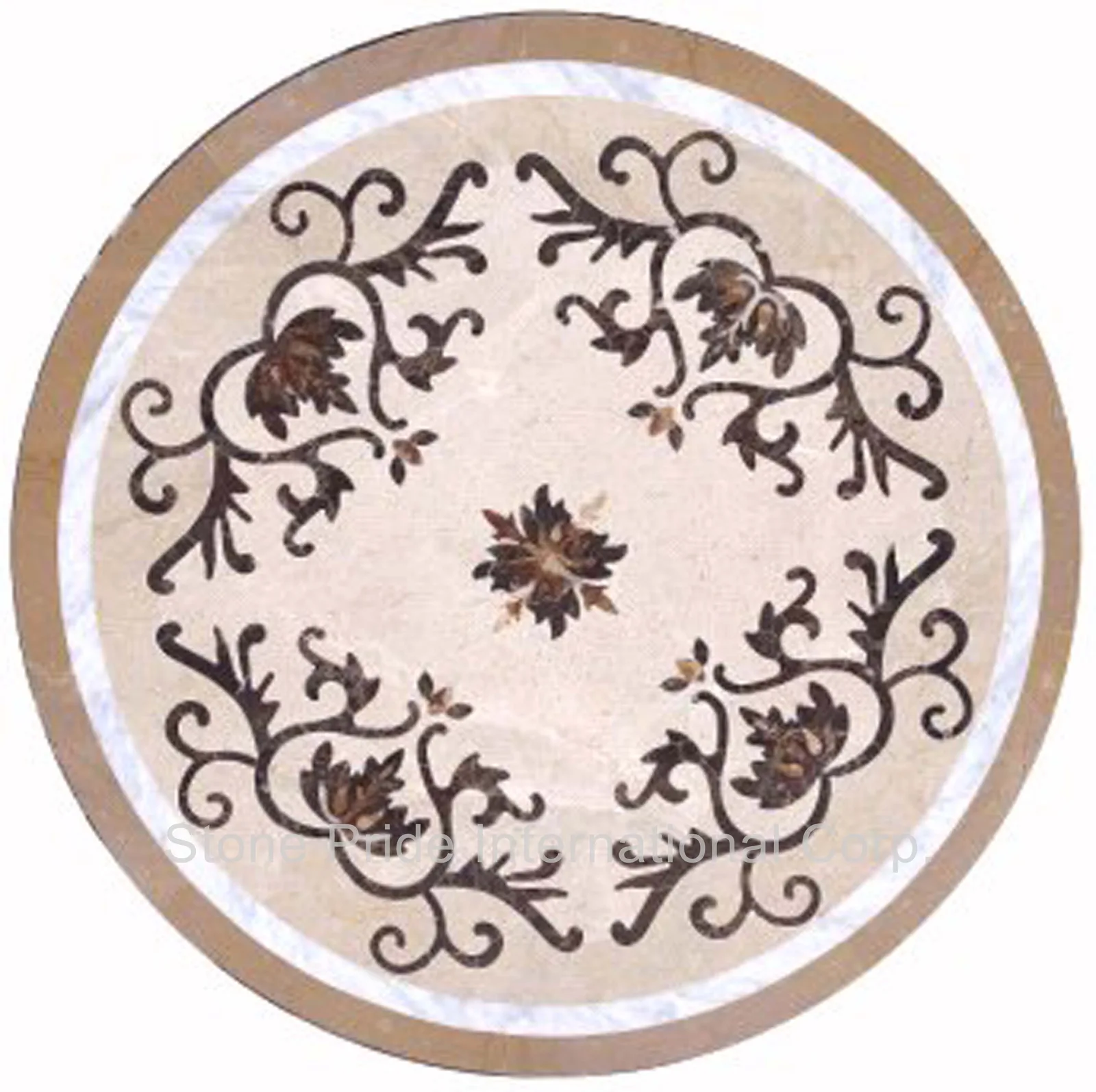 Macedonia Marble Medallion in a blend of white and gray tones, crafted from high-quality marble with an aluminum backing