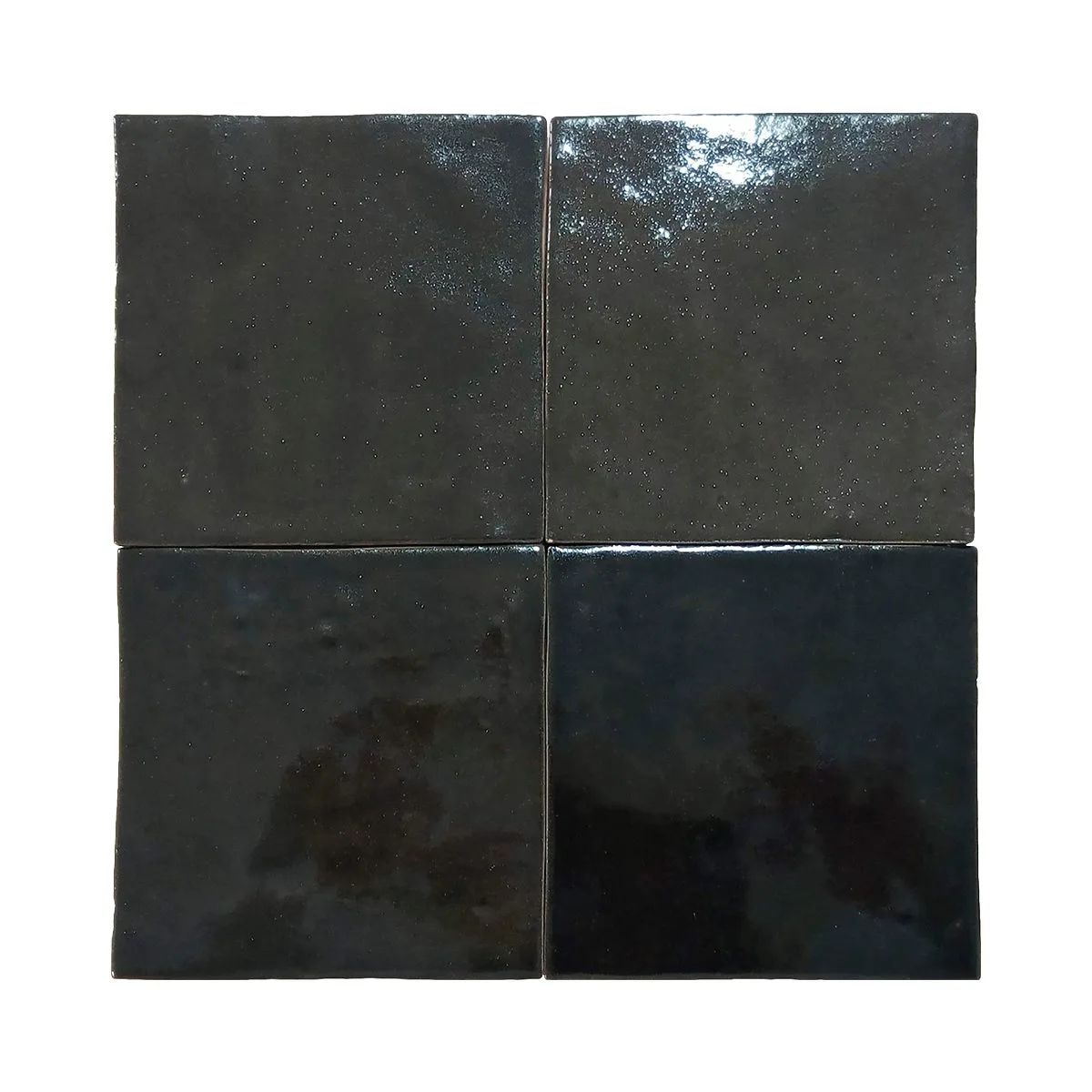 Berber Black Ceramic Tile 4x4 and 1x8 sizes, glossy finish, ceramic pressed material