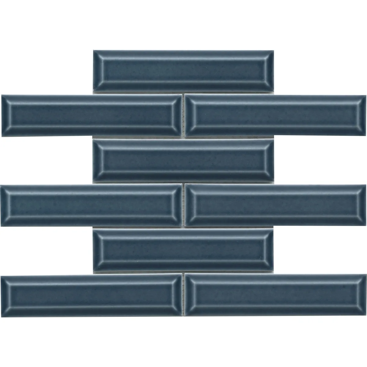 Kinetic Bevelled Gloss Mosaic tile in Blue, Mink, Skim, Gray, and White, 12x12 size, glossy finish, Emser Tile