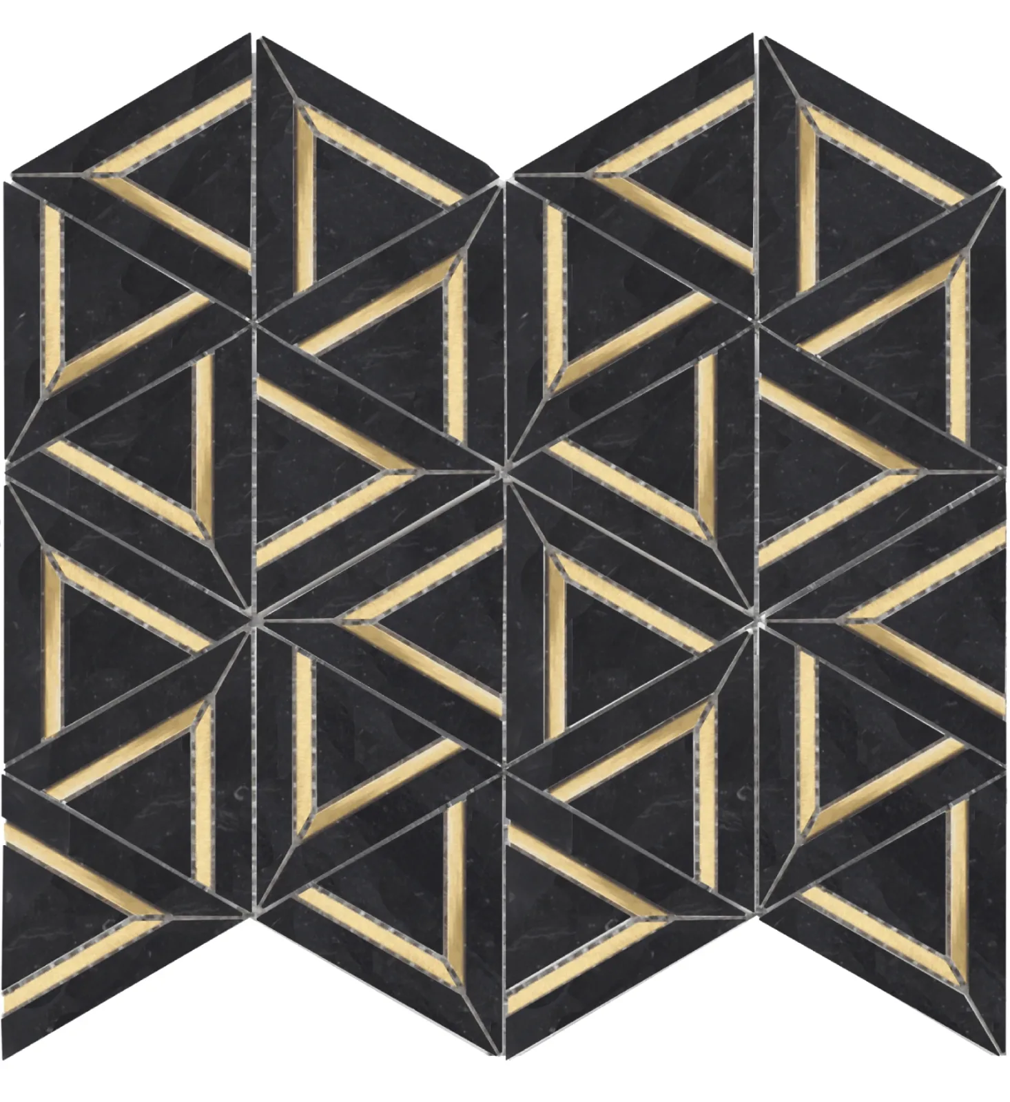 Nero Marquina Metal Geo Mosaic Tile 12x14 Natural Stone & Glass Mosaics