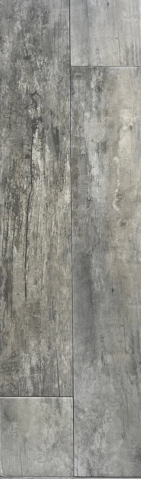 Wetwood Ulivio porcelain wood look tile in matte finish, 7x47 size, showcasing olive wood appearance