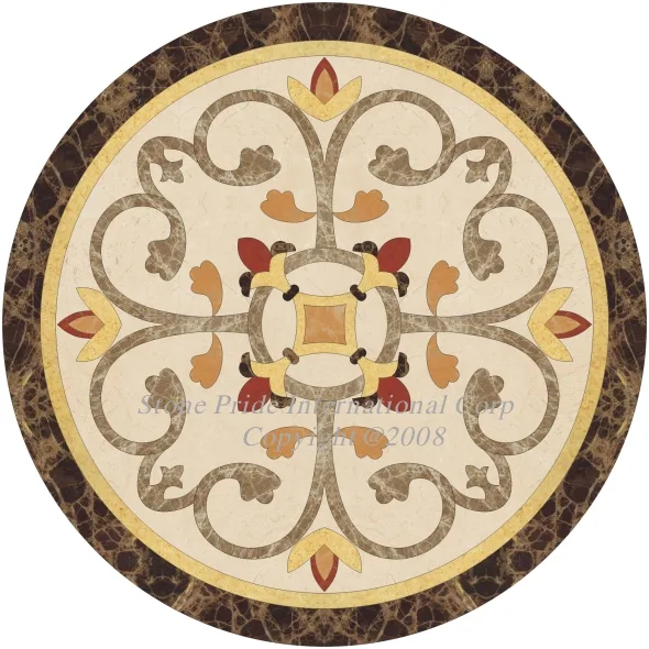 Tranquil marble medallion in soft hues, intricate design, aluminum-backed, made to order