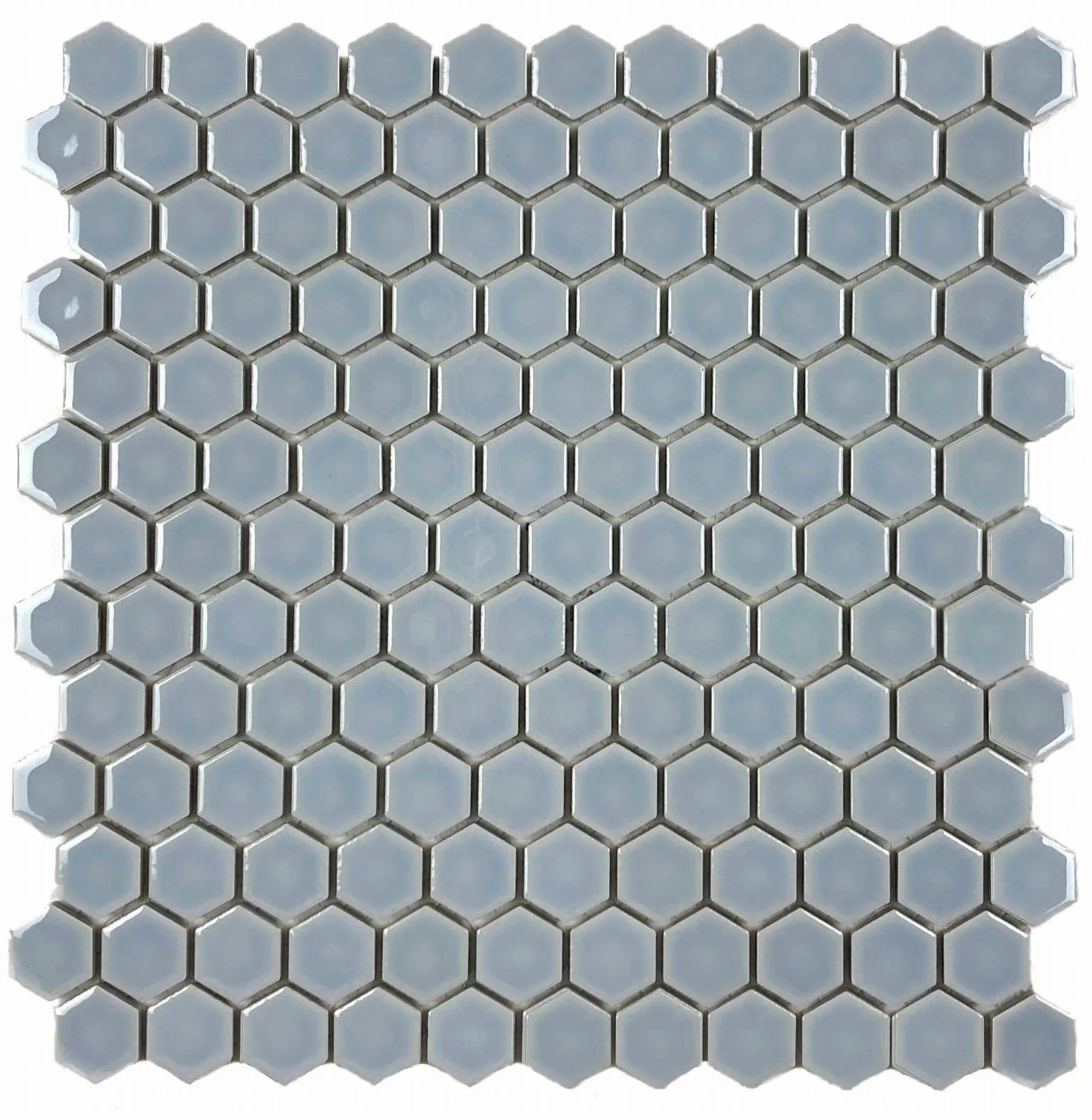Hexagons 1" Mosaic Tile in assorted colors including White, Denim, Sage, Black, and more, made of glass and ceramic, size 11.69x11.97