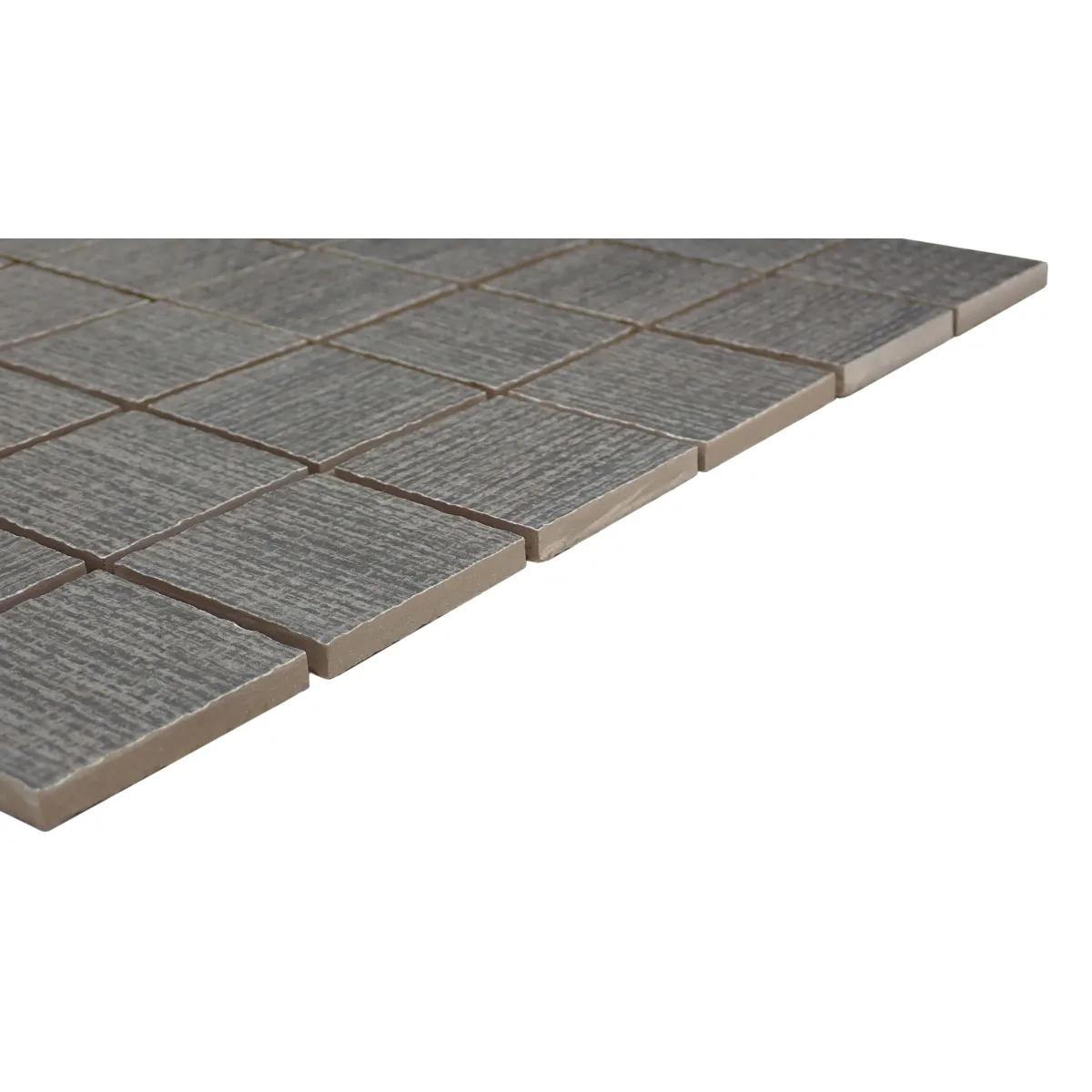Jute Matte Mosaic tile in Ivory, Linen, Charcoal, and Gray, 12x12 size, textured surface, natural finish