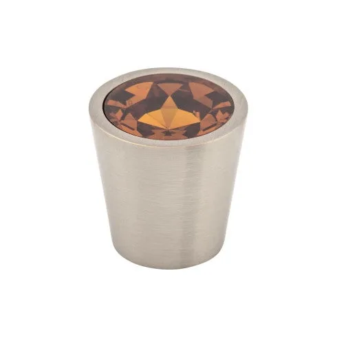 Wine Crystal Center Knob in brushed satin nickel finish, size 1 1/16 inches, decorative hardware by Top Knobs