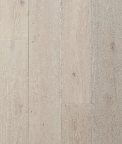 Mediterranean engineered hardwood flooring in Gibraltar finish, featuring French Oak material and a durable low gloss urethane finish.