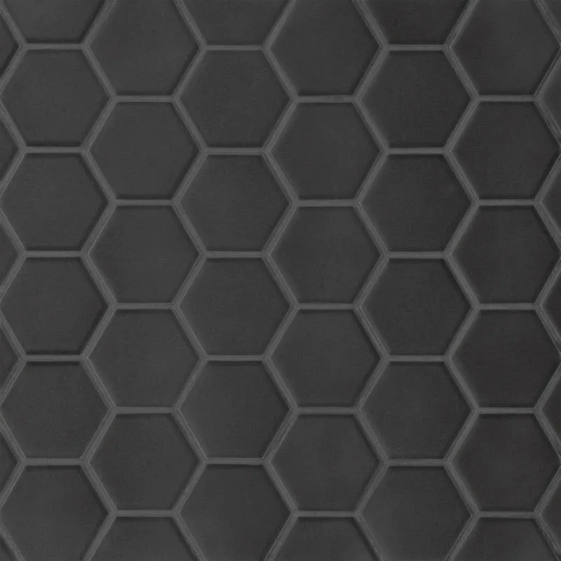 Black Mosaic Tile from Le Cafe Collection, Herringbone Design, Porcelain, 10.75x12.25