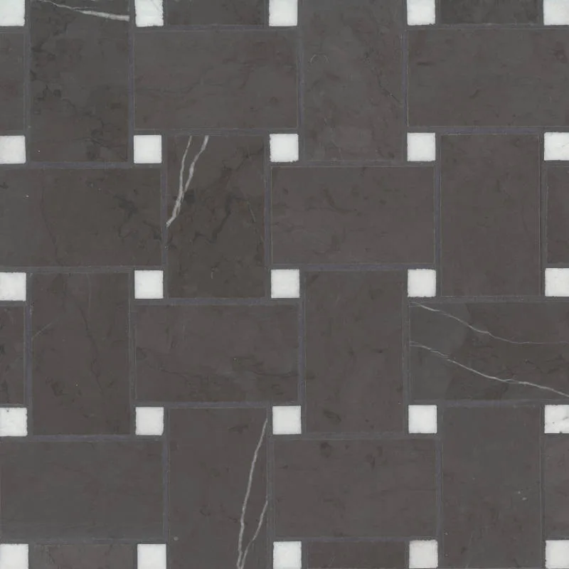 Jumbo Basketweave Pietra grey & Thassos Honed Dot