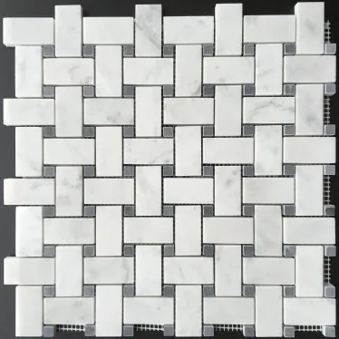 Carrara White & Blue Grey Marble Mosaic tile, polished finish, natural marble material