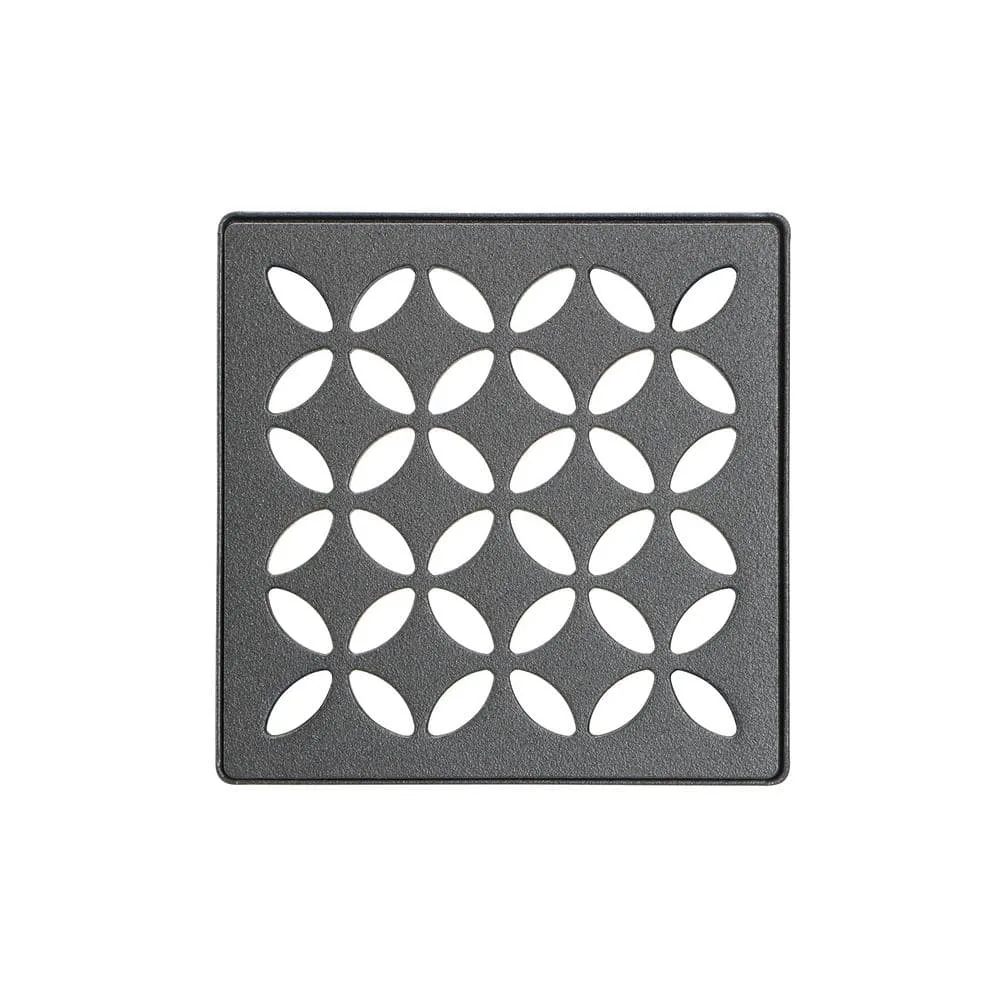 Schluter Kerdi-Drain 4 in. Dark Anthracite Floral Drain Grate, dark anthracite color, shower drain installation kit accessory