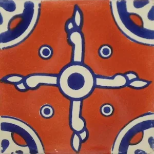 L19 Terracotta Navajo Talavera Tile 4" x 4" ceramic glazed finish
