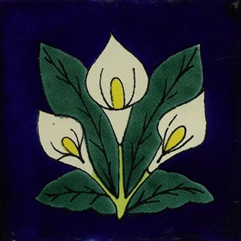 L08 - Azul Callalilies Talavera Tile