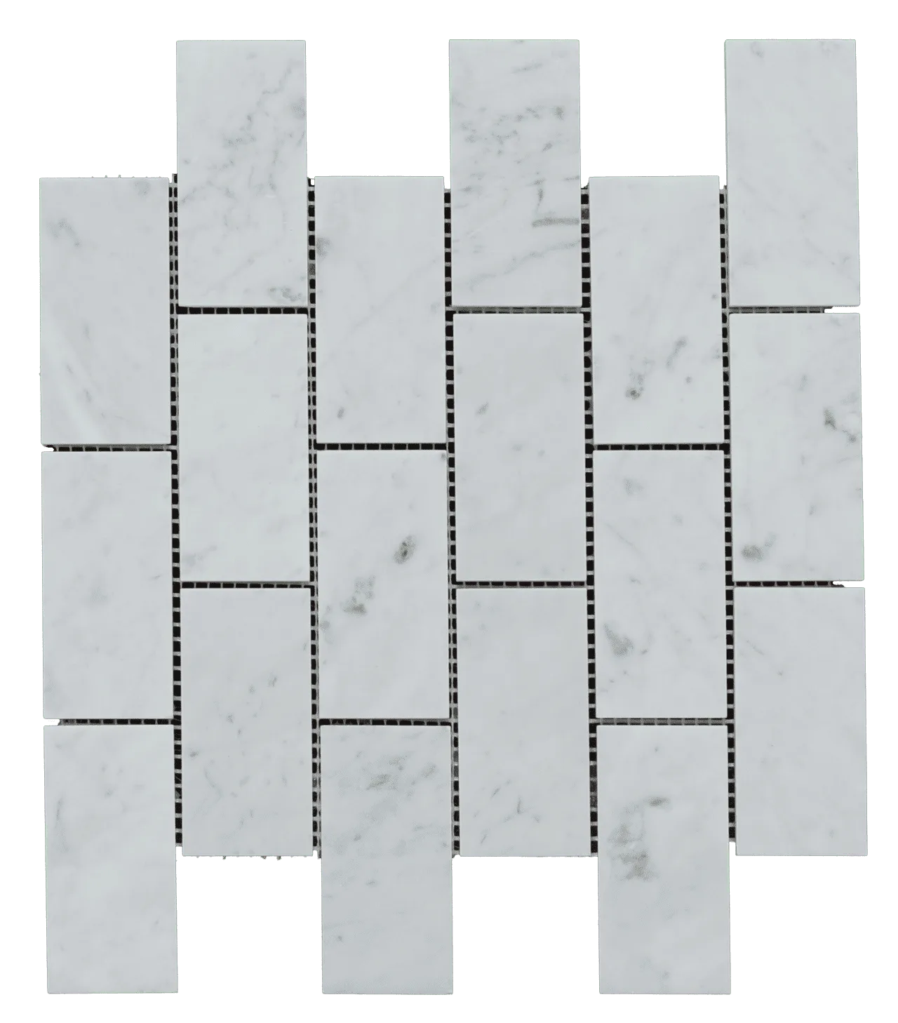 Carrara White Straight Edge Subway Mosaic tile in honed and polished finish, marble material, 8.5mm thickness