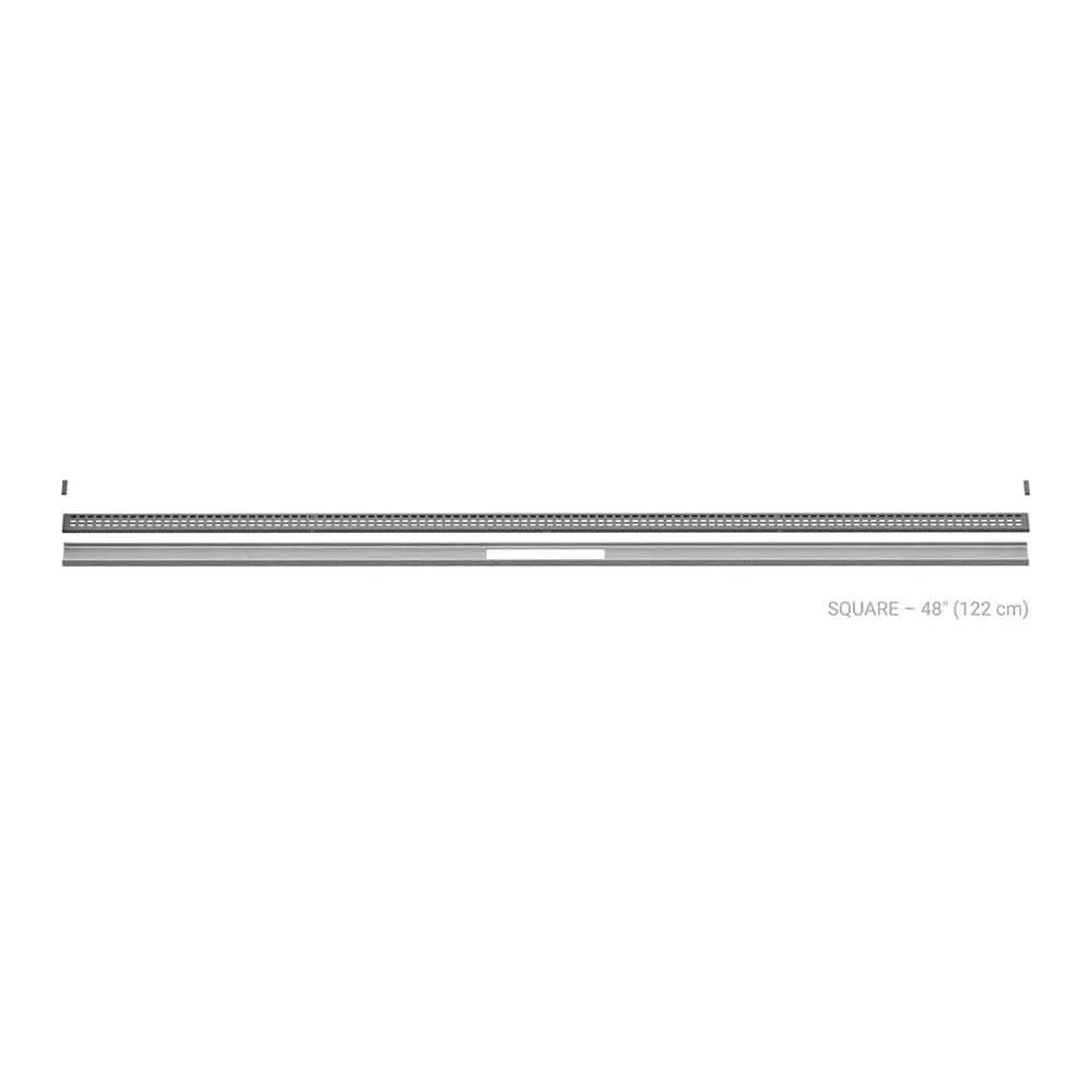 Schluter Kerdi-Line-Vario Pewter 48 in. Square Grate and Channel Floor Installation Kit, pewter textured finish, shower system accessory