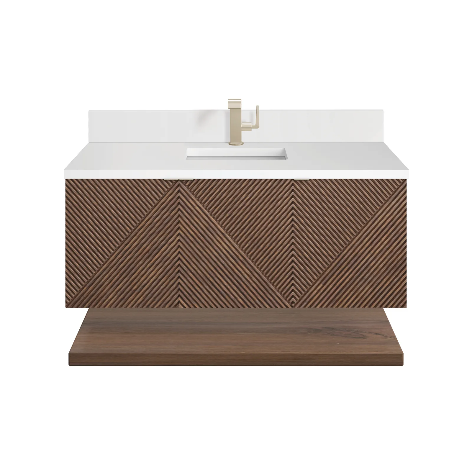 Marcello 48" Vanity Chestnut finish Acacia material with Silestone countertop