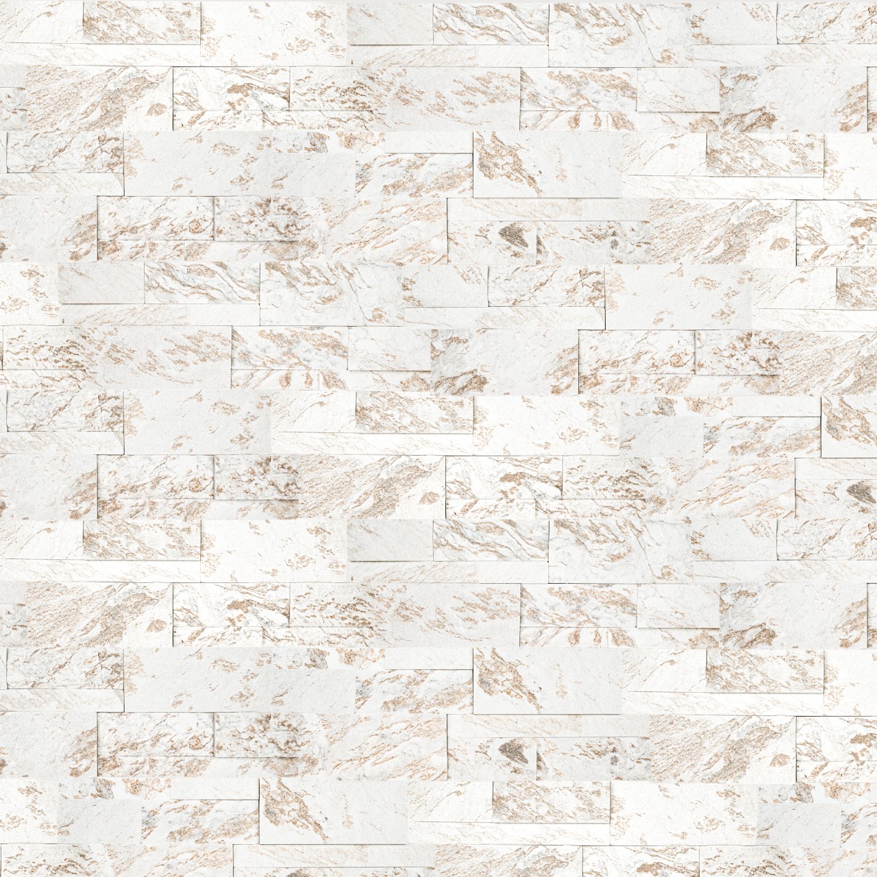 Royal White Panel 9x24 inches warm white quartzite splitface stacked stone