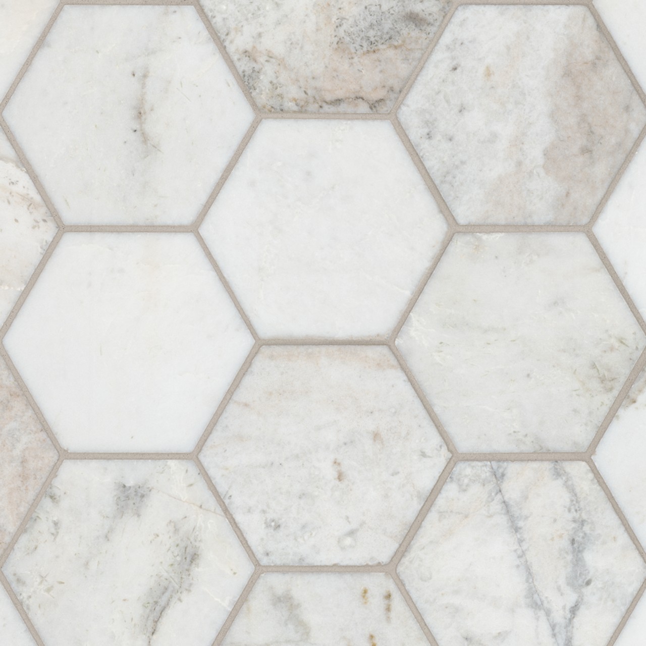 Arabescato Venato White 5" Hexagon