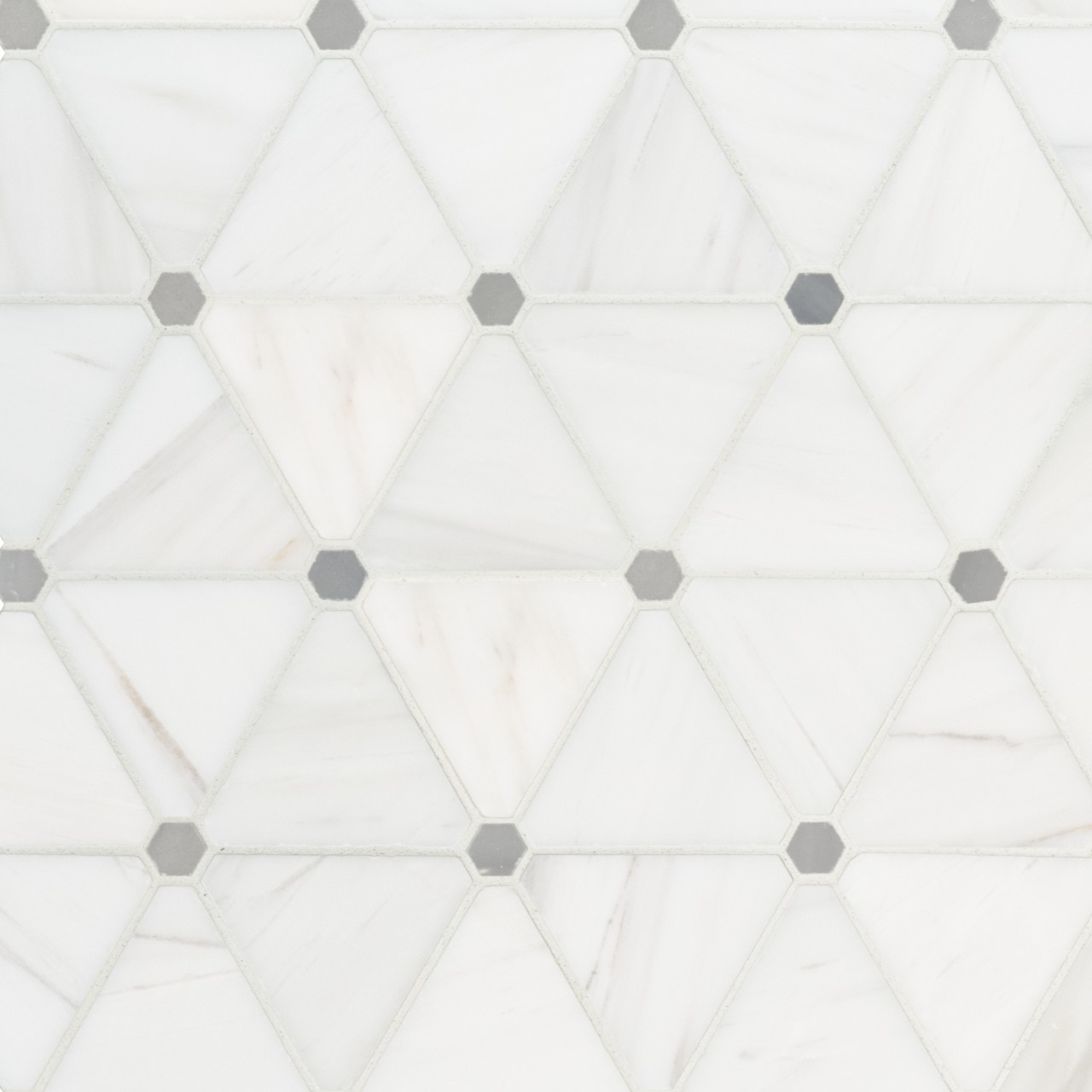 Bianco Dolomite Pinwheel Mosaic tile in polished finish, 12x15 sheet size, made of natural stone