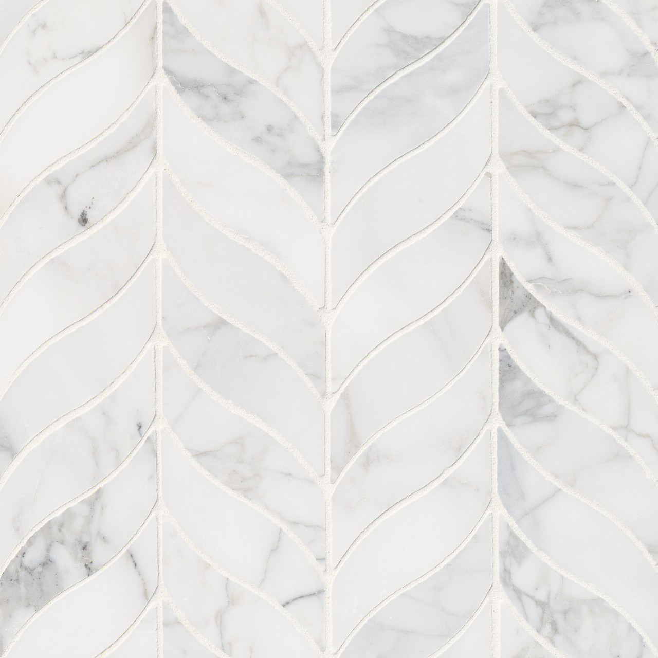 Calacatta Cressa Leaf Mosaic Tile, honed finish, 12x12 size, MSI Surfaces