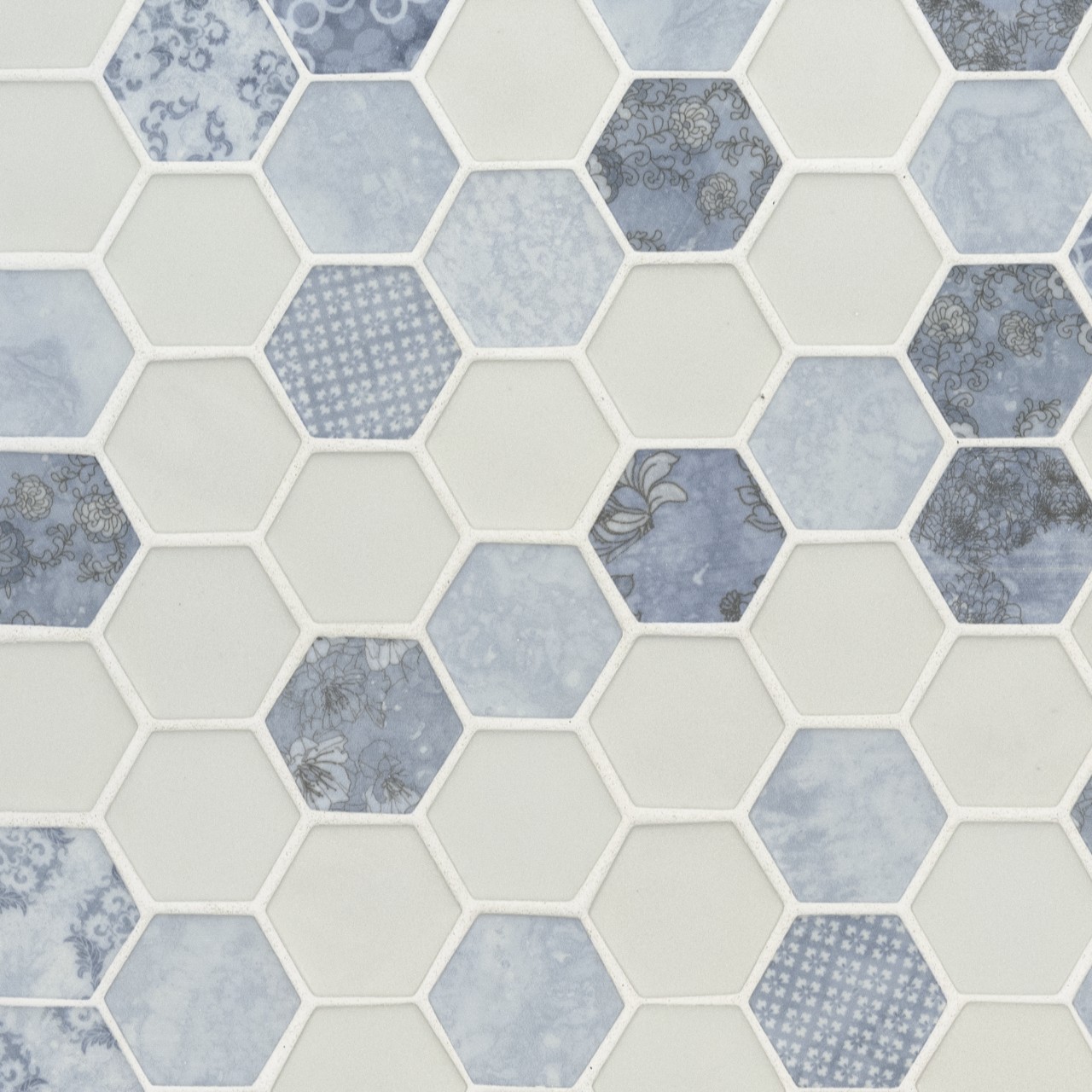 Vista Azul Hexagon Mosaic Tile in vibrant blue matte finish, 1/4 inch thickness, made from glass