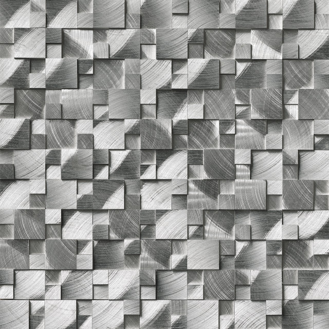 Silver Aluminum Brushed 3D mosaic tile, silver color, aluminum material