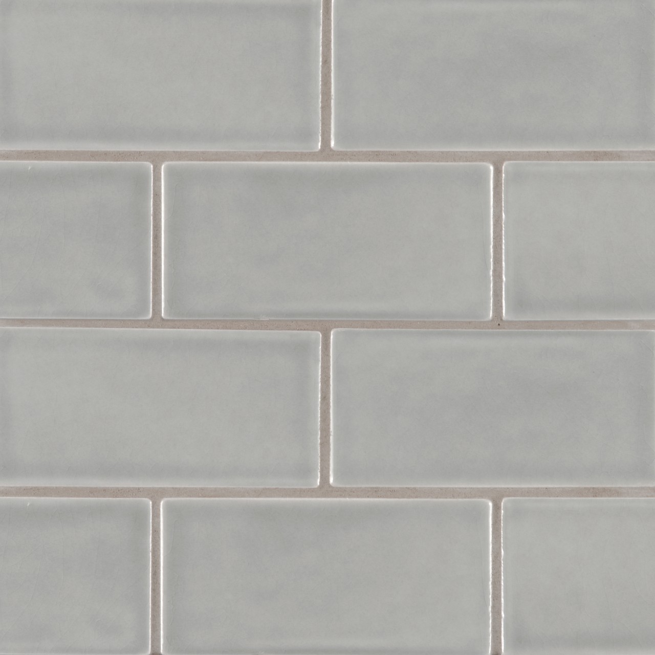 Morning Fog Ceramic Tile in glossy finish, blue and light gray subway style, sizes available 4x12, 3x6, and 5/8x6