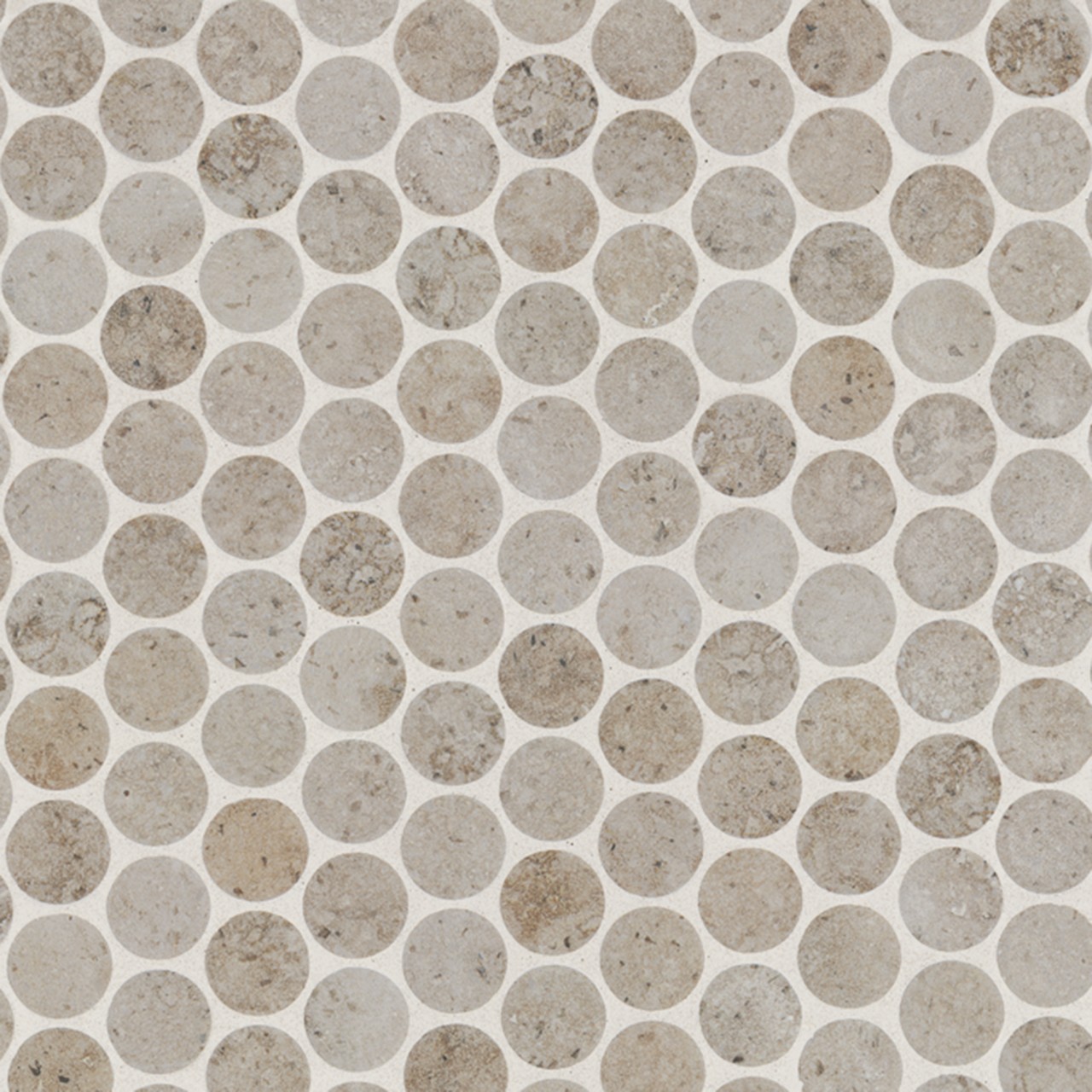 Myrtle Sands Round Matte Mosaic Tile 6mm in a soft beige color, featuring a matte finish, perfect for stylish interiors.