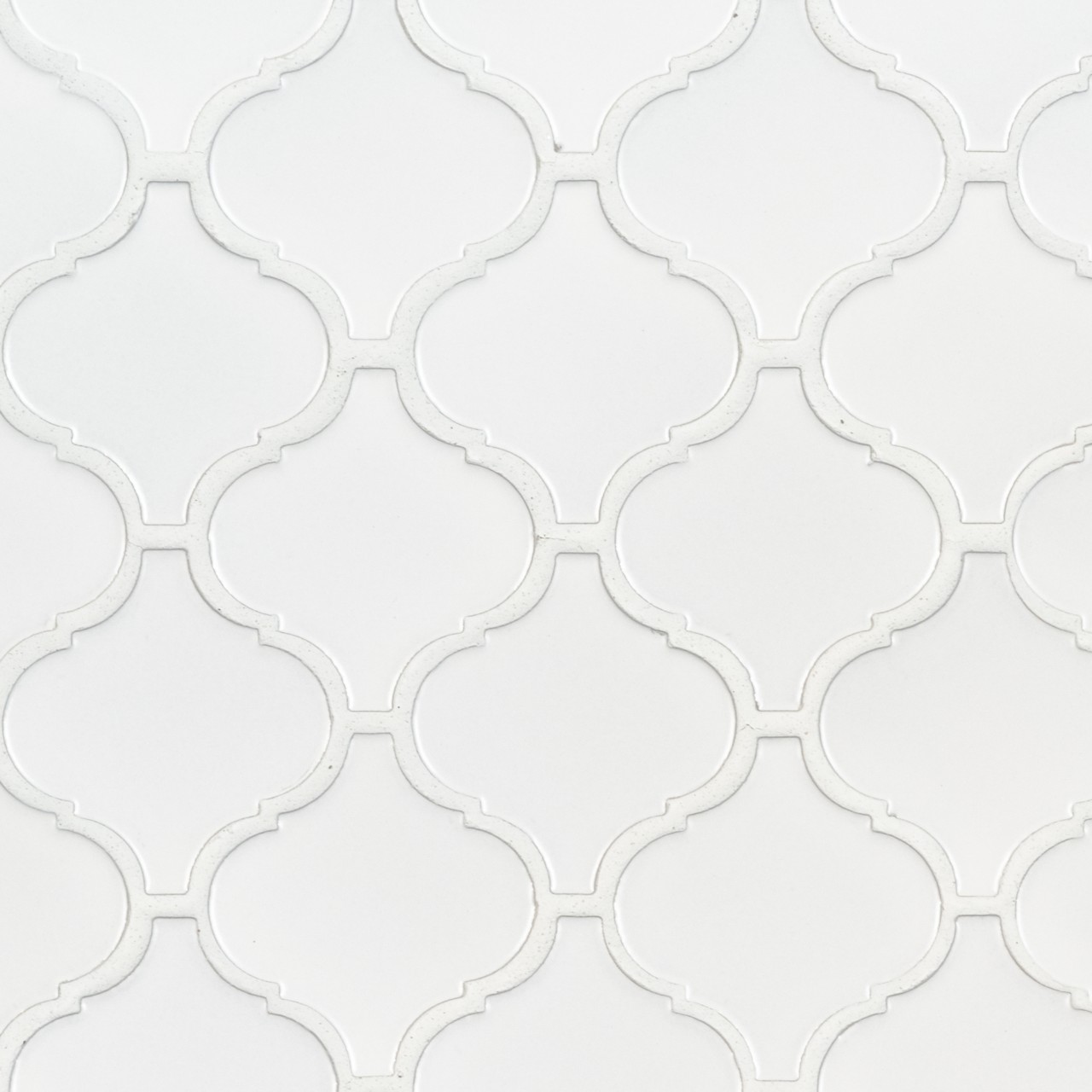 White Matte Arabesque 6mm Mosaic Tile in matte finish, perfect for sophisticated patterns and designs.