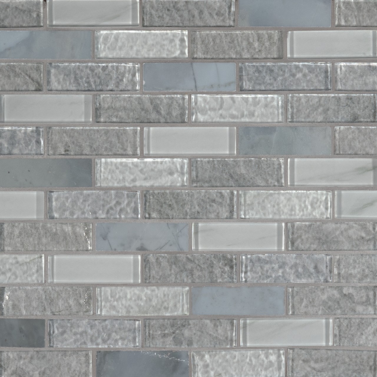 Lupano Glass Stone Blend Mosaic Tile - glass and stone blend in soft muted tones, 5/16 inch thickness