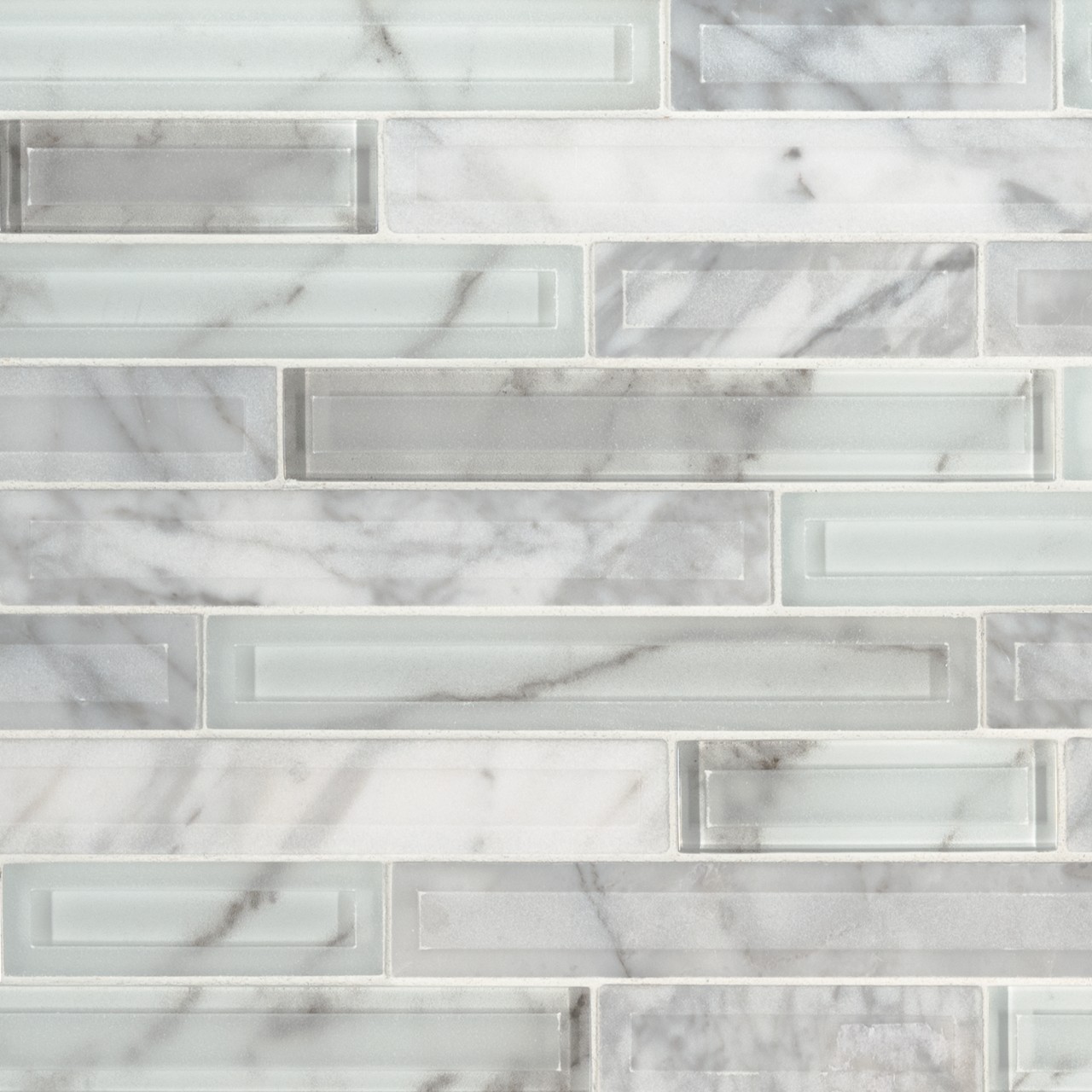 Blocki Blanco Interlocking mosaic tile in white color, 5/16 thickness, made from durable materials.
