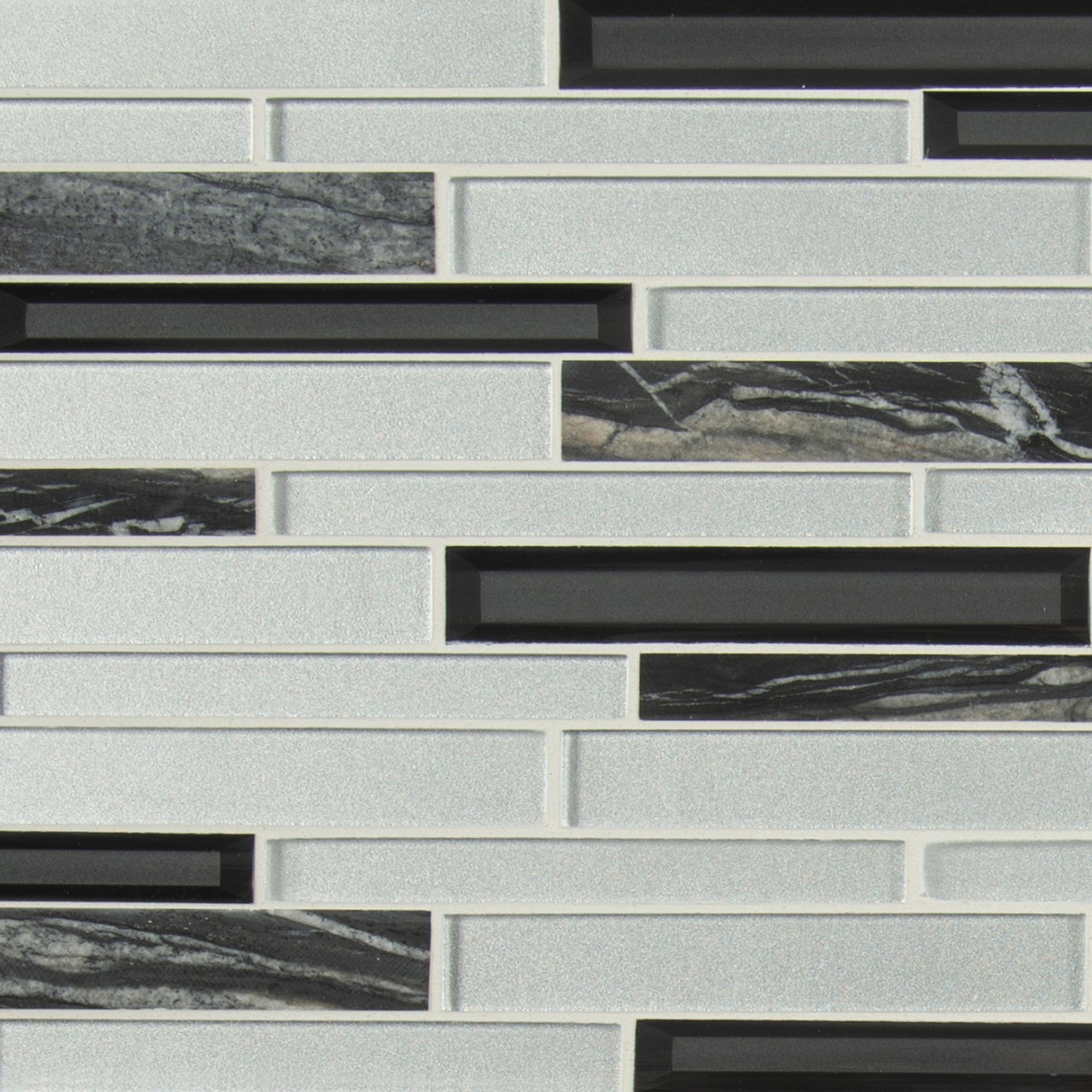 Rocklin Interlocking mosaic tile in gray and beige color, 5/16 thickness, made from durable materials