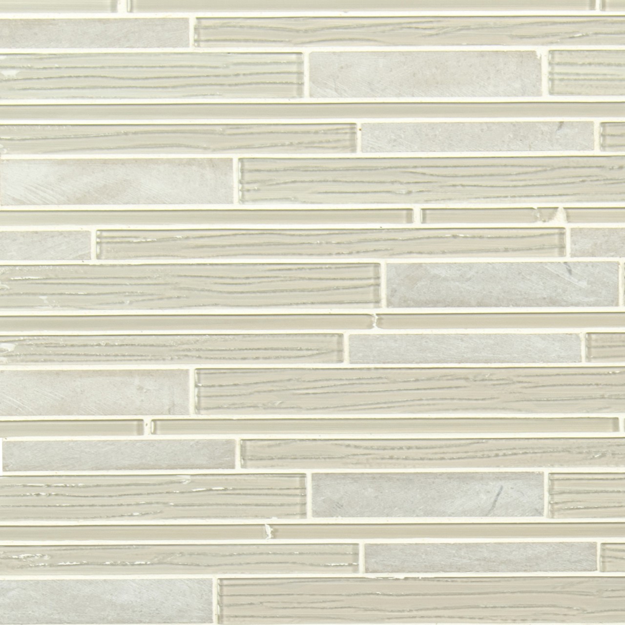 Snowcap Blend Interlocking Mosaic Tile in a subtle mix of colors, 4.1mm thickness, made by MSI Surfaces