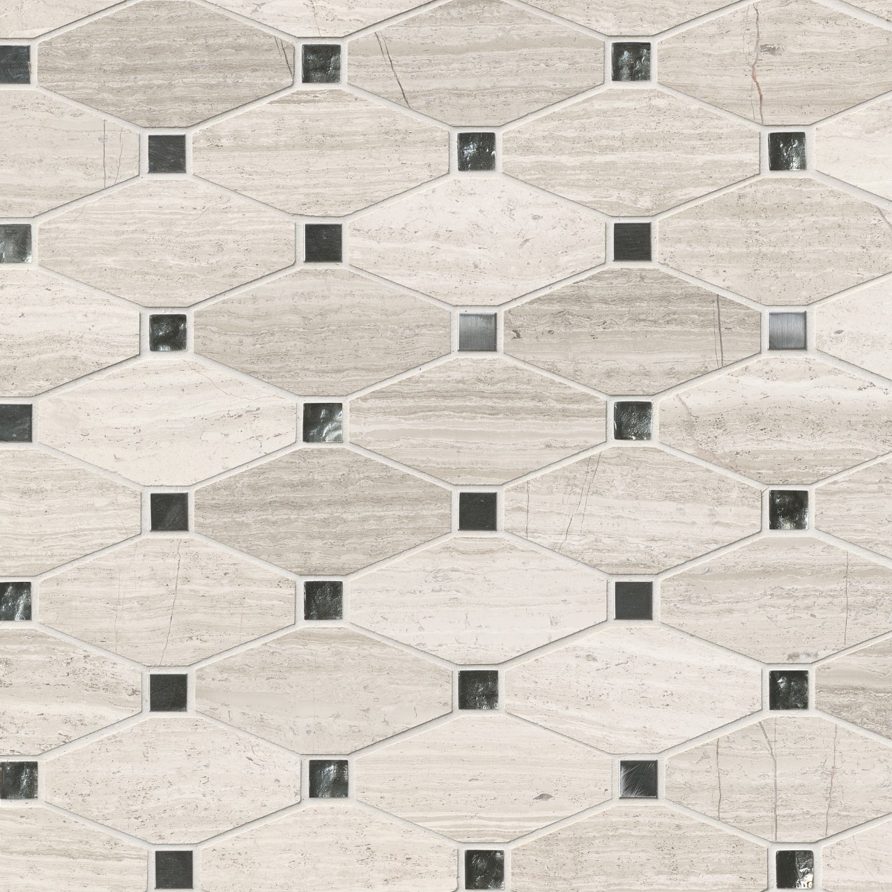 Bayview Elongated Octagon tile in Bayview color, 3/8 inch thickness, made of high-quality mosaic material