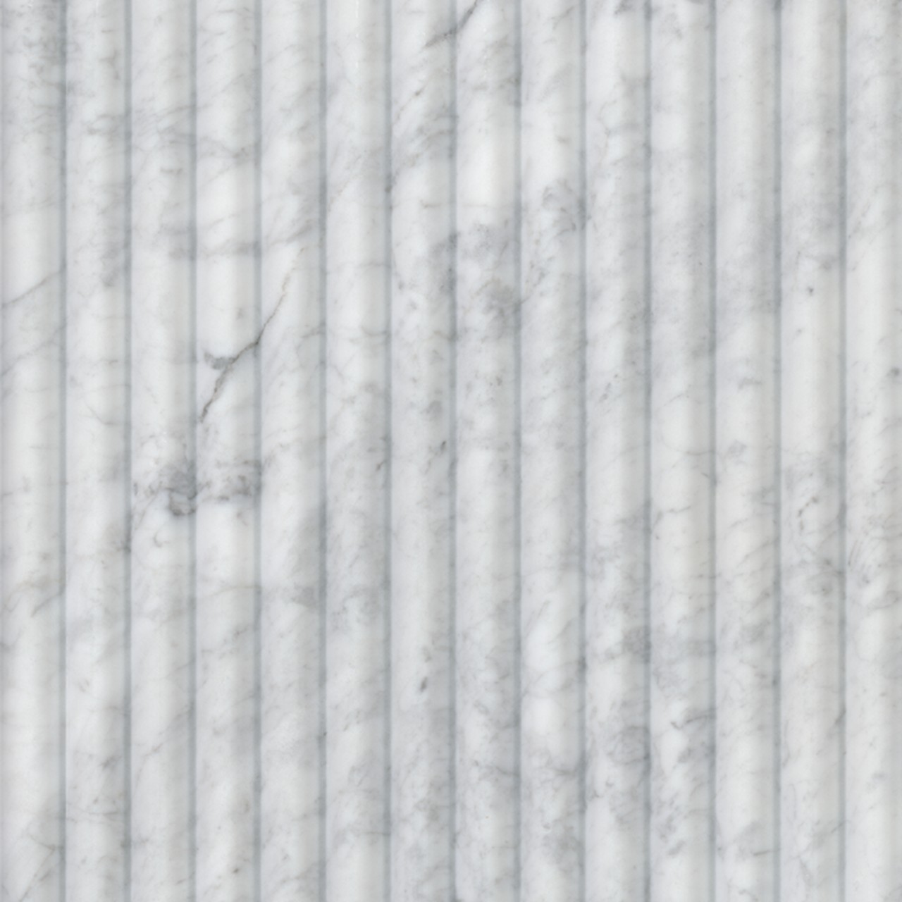Carrara White Milano Ribbo 12x24 Fluted Tile in honed white finish with gray veining, made from marble