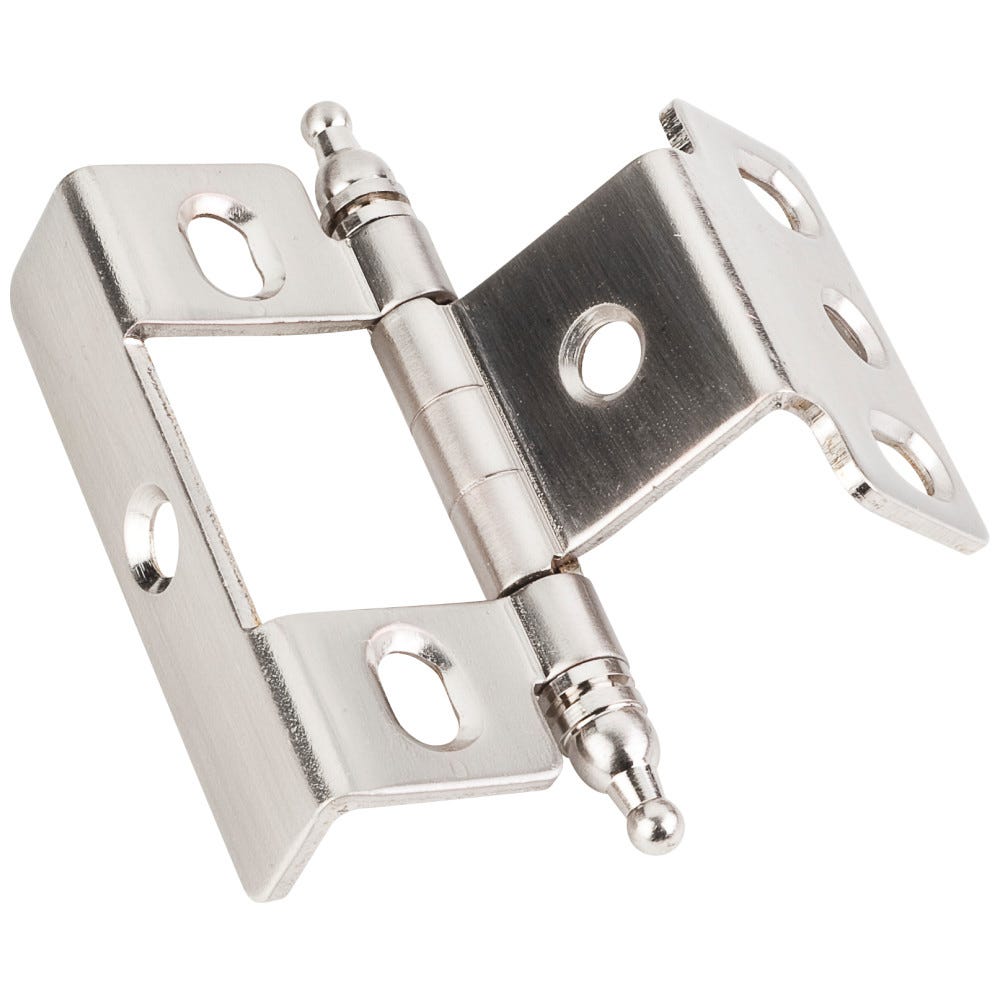 Satin Nickel 3/4" Frame x 3/4" Door Flush Hinge with Ball Tip, functional hardware