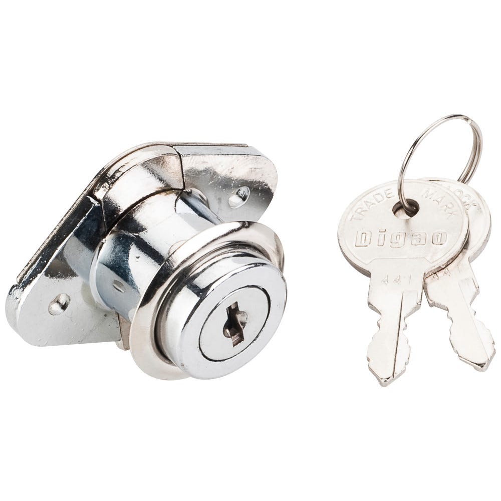7/8" Chrome Keyed Different Drawer Lock in chrome finish, functional hardware for secure drawers