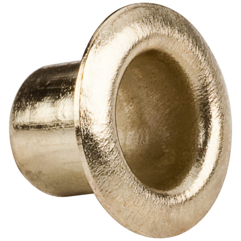 5 mm Brass Grommet in brass plated finish, 5.5 mm diameter hole, functional hardware