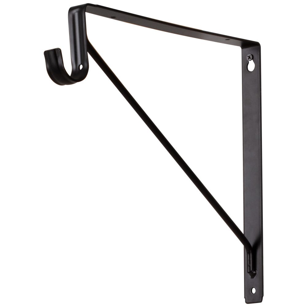 Matte Black Shelf & Rod Support Bracket for 1-5/16" Rod, durable metal material
