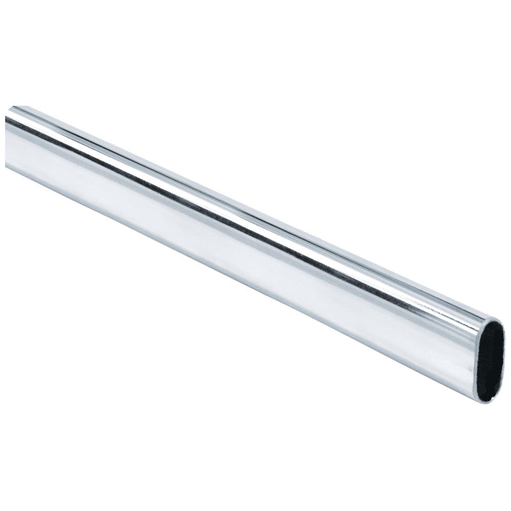 Chrome Oval Steel Closet Rods - 1.0 mm x 12' Long - Durable steel finish for closet organization