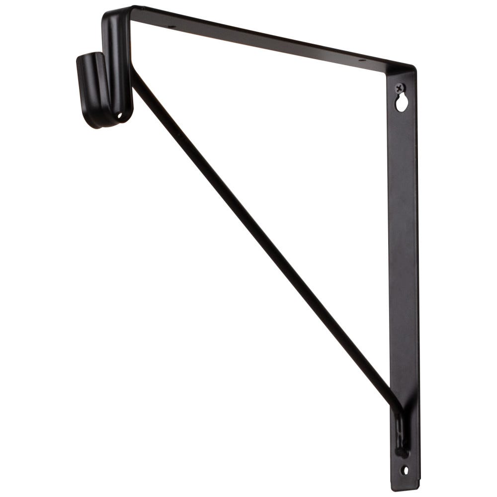 Shelf & Rod Support Bracket for 1530 Series Closet Rod in Matte Black, durable material, perfect for modern closet organization.
