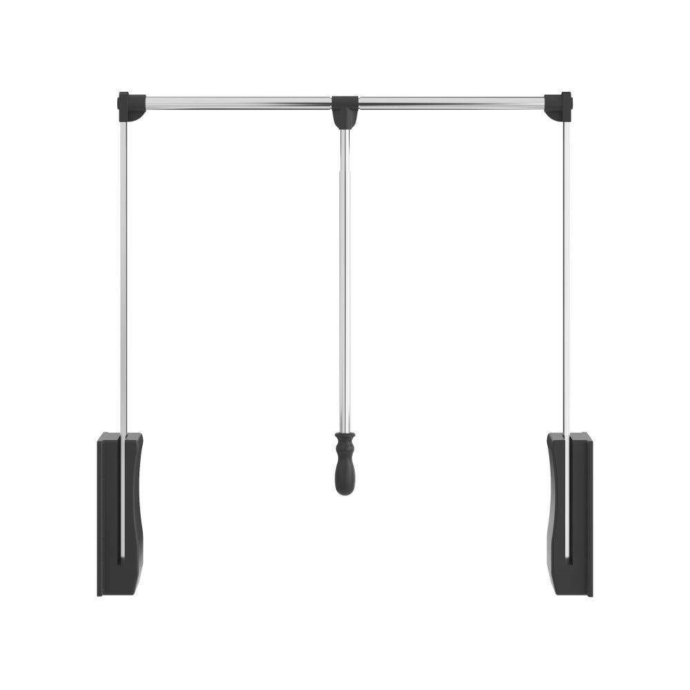 33" to 48" Wardrobe Lifter in chrome tubing with black plastic, adjustable, organizer for closet storage