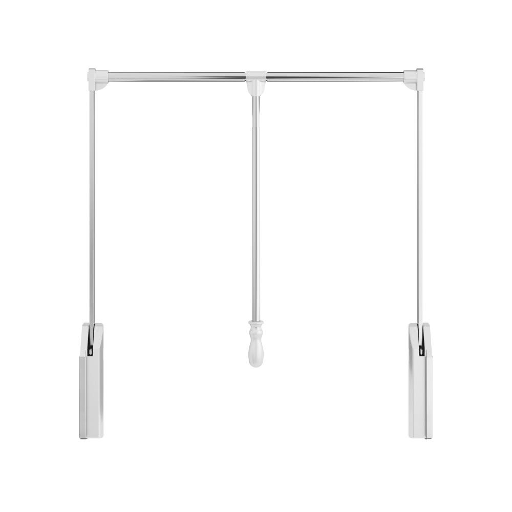 Soft-Close Wardrobe Lift 33" to 48" Polished Chrome Steel Tubing with Silver Plastic Housing