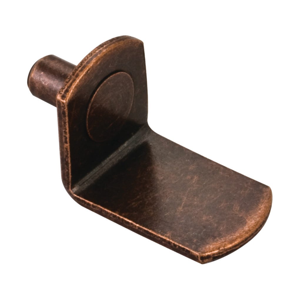 5 mm Angled Shelf Support in Antique Copper finish, 20 pieces per pack, functional hardware for shelves