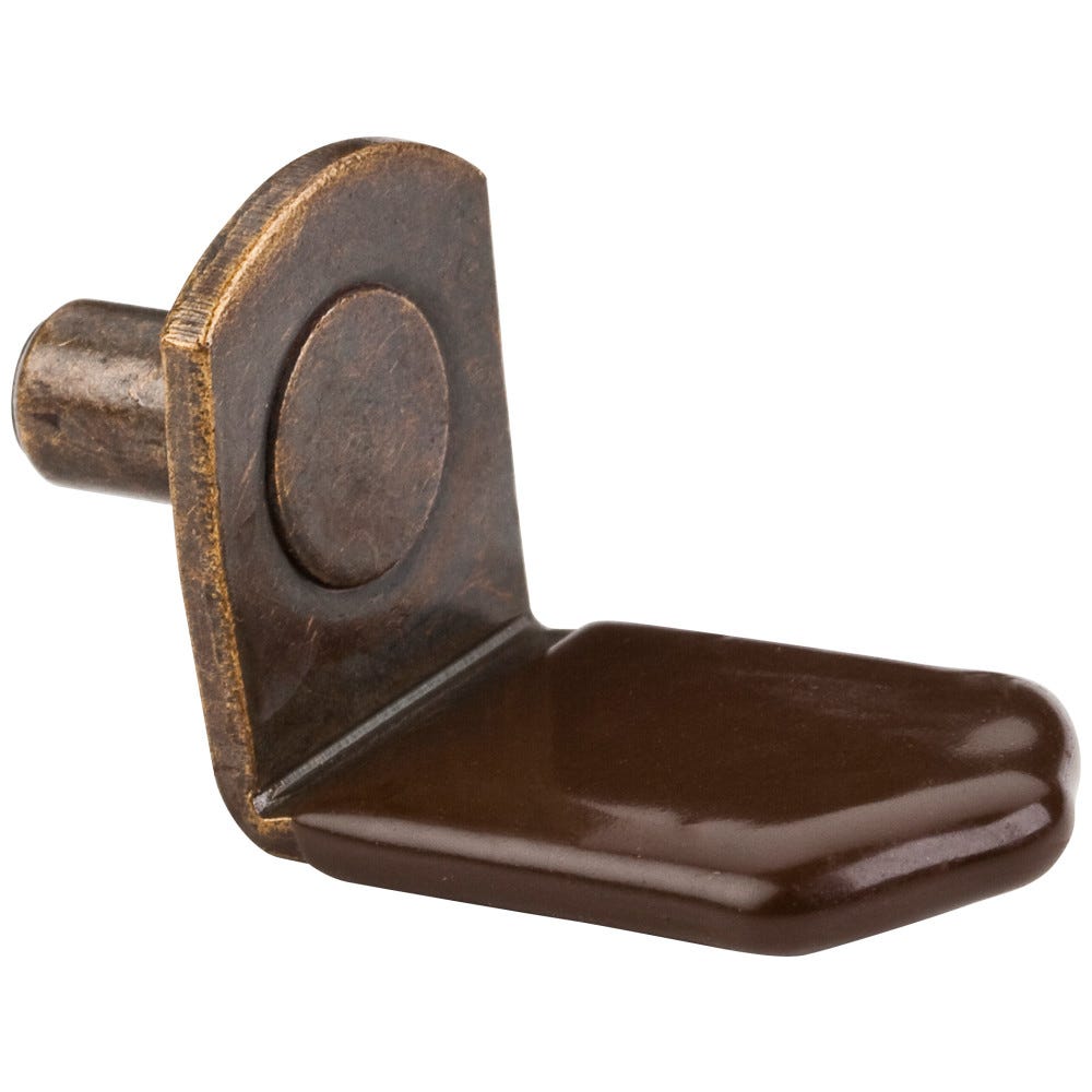 5 mm Angled Support with Antique Brass finish and brown sleeve, 5 mm pin diameter, functional hardware