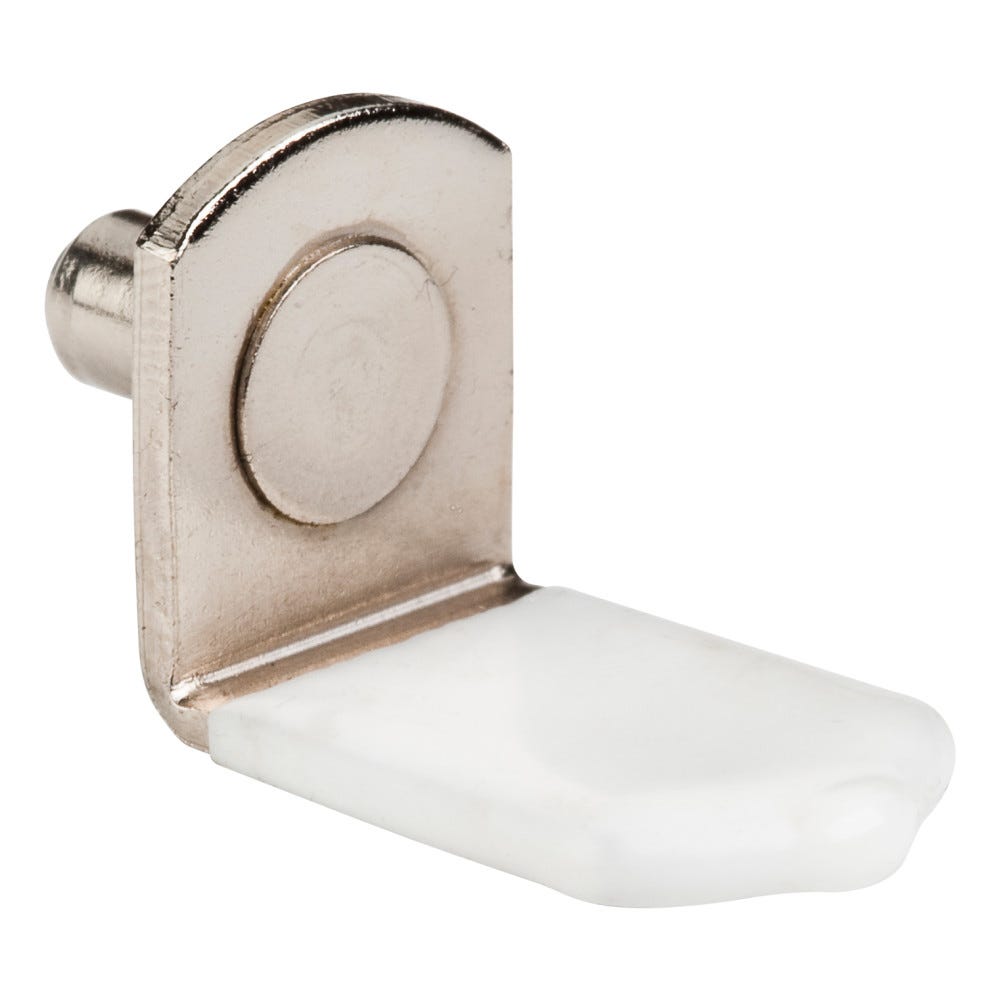 5 mm Angled Support with Bright Nickel Finish and White Sleeve, 5 mm Pin Diameter, Functional Hardware