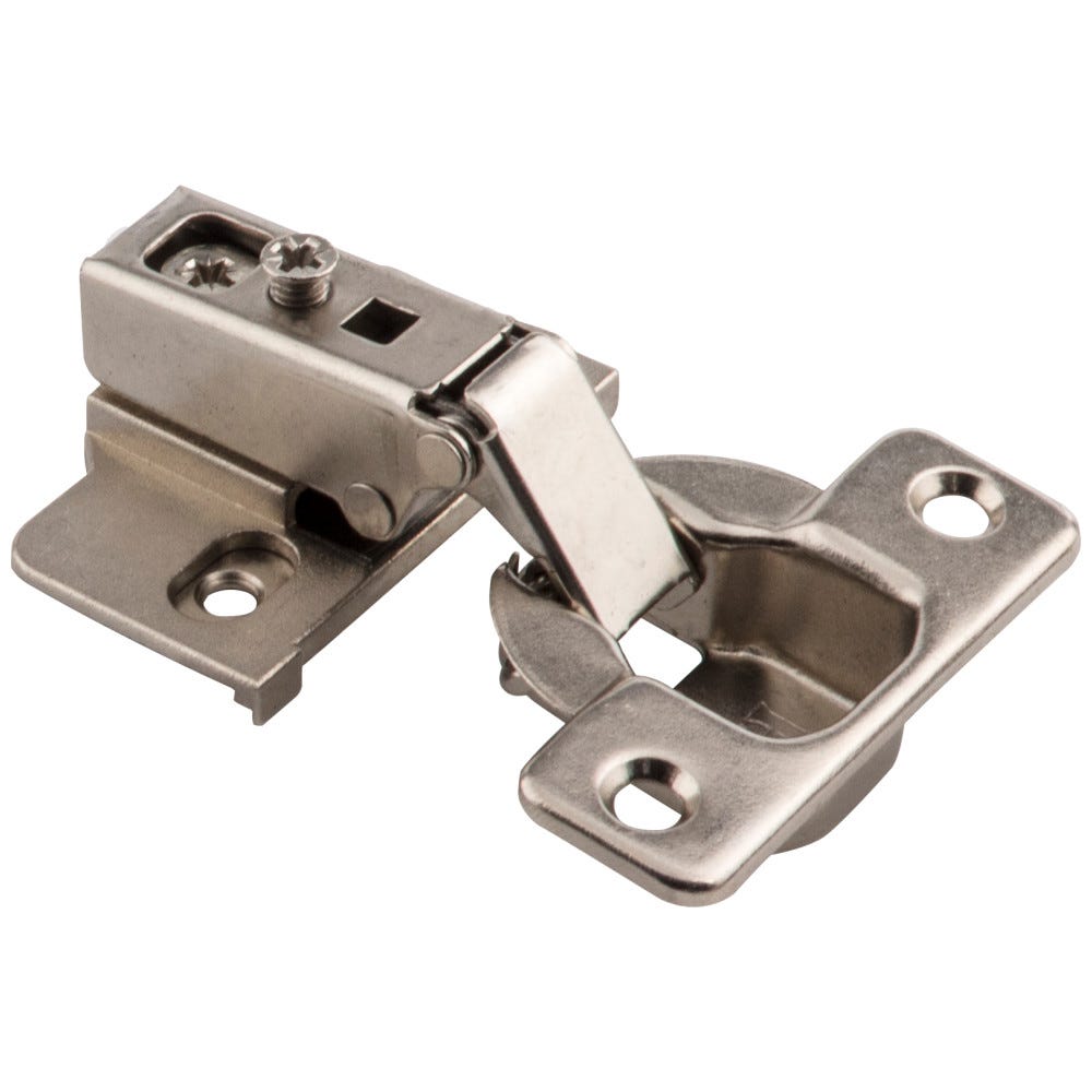 6-Way Cam-Adjustable 125 Degree Face Frame Hinge in Nickel Finish, 1/2" Overlay, Zinc Material